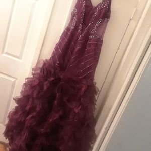 Plum water fall gown
